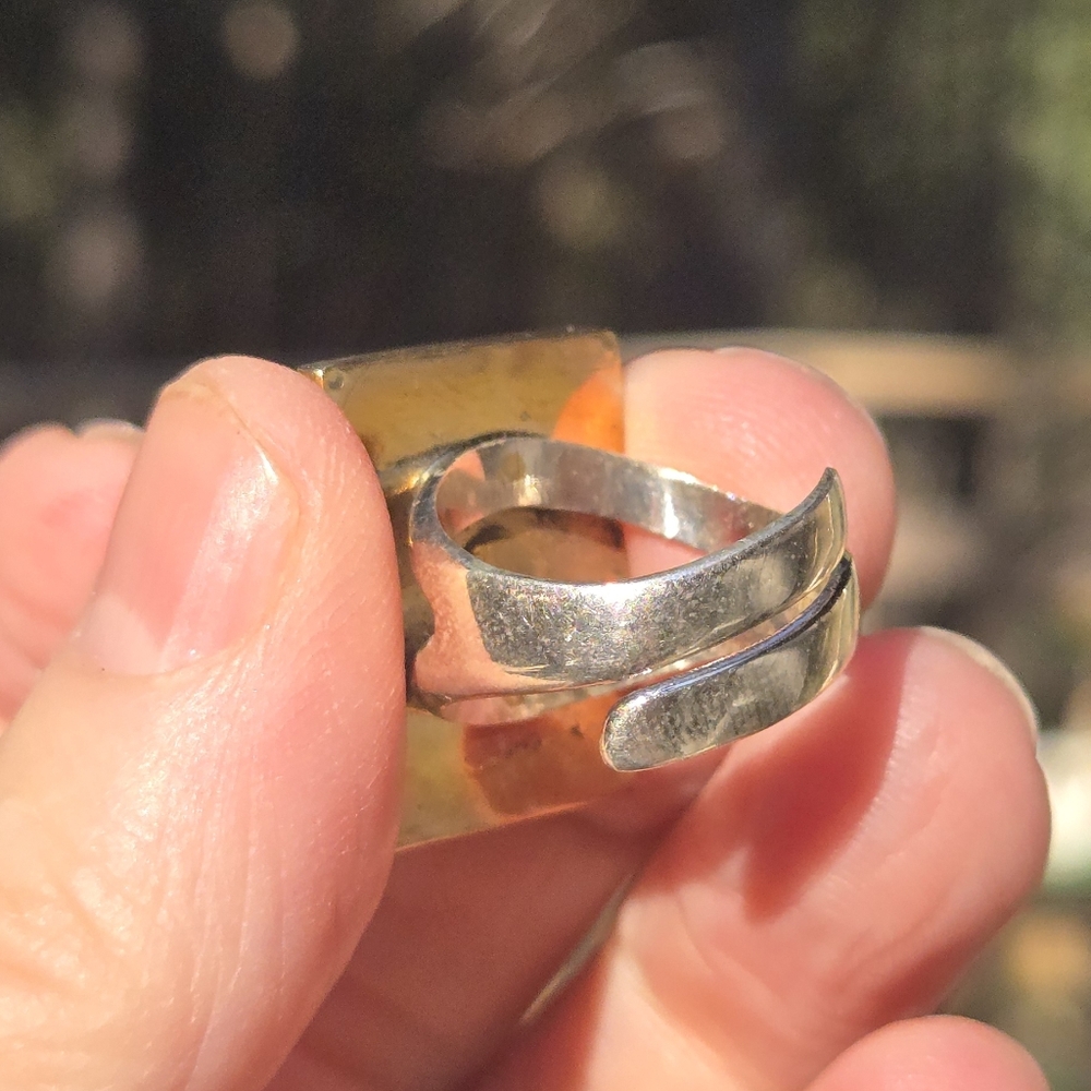 Sterling & Brass Picture Frame Ring Sz7 Adjustable - Picture 7 of 8